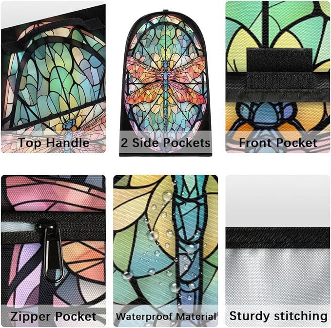 cfpolar Kitchen Aid Mixer Cover Compatible with 6-8 Quarts Animal Dragonfly Glass Painting Stand Mixer Cover Kitchen Aid Mixers Accessories Appliance Organizer Bag Dust Covers with Zipper Pocket