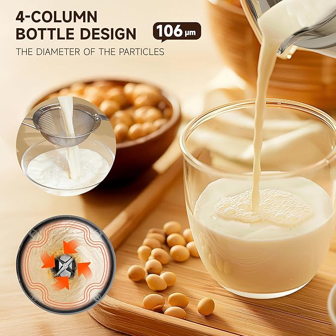 6-in-1 Upgraded 34oz Nut Milk Maker Machine with 8 Stainless Steel Blades Automatic Plant-Based Milk Maker for Homemade Soy Almond Oat Shakes &amp More Keep Warm Delay Timer &amp Self-Cleaning