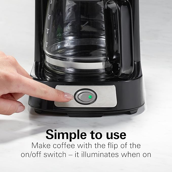 Hamilton Beach 5 Cup Drip Coffee Maker with Easy FrontFill Basket Compact Design Works with Smart Plugs Glass Carafe Auto Pause and Pour Black &amp Stainless Steel (46112)
