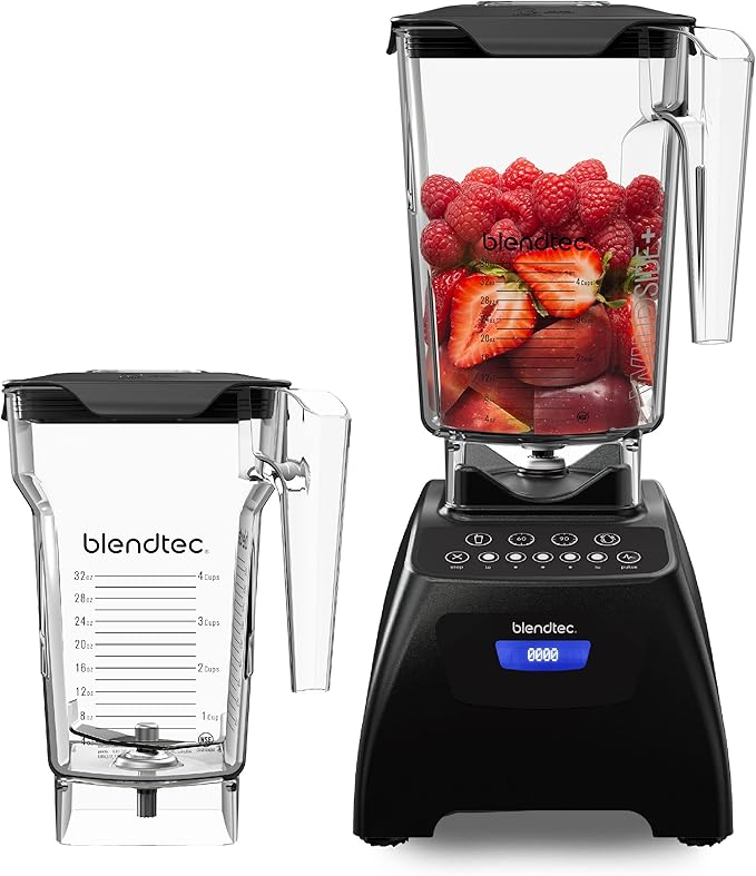 Blendtec Classic 575 Blender 90 oz WildSide+ and 75 oz FourSide Blender Jar Bundle - Black