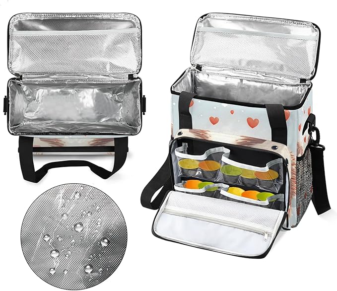 Cute Cartoon Hedgehog Coffee Maker Carring Bag Large Insulated Storage Organizer Case Tote Bags with Shoulder Strap for Travel Work Picnic