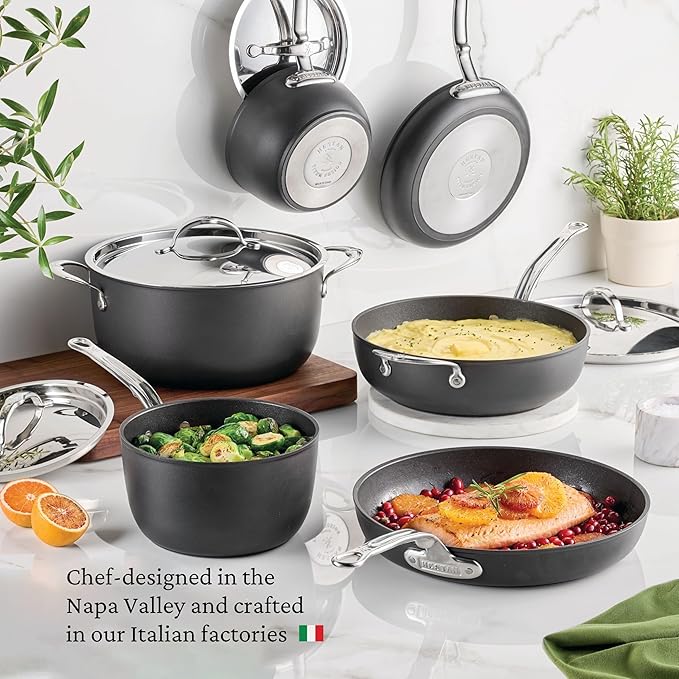 Hestan TITUM Fusion 3-Piece Nonstick Skillet Set (8 9.5 &amp 12.5) Double Impact Stainless Steel Base &amp Aluminum Body Induction Compatible Made without PFOAs