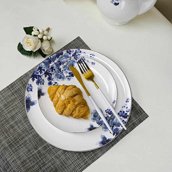 Fine Bone China Dinnerware Set for 4 2-Tier Afternoon Tea Stand Porcelain Cupcake Stand Serving Tray