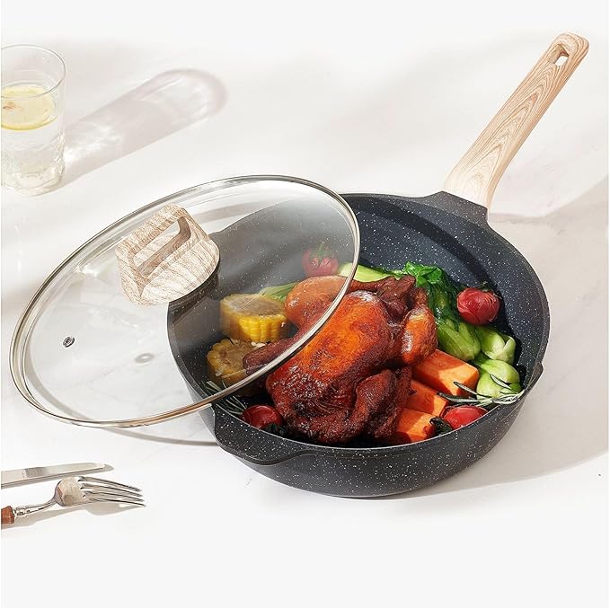 19 Piece Pots and Pans Set Granite Nonstick Cookware Set Induction Compatible Kitchen Pots and Pans Black