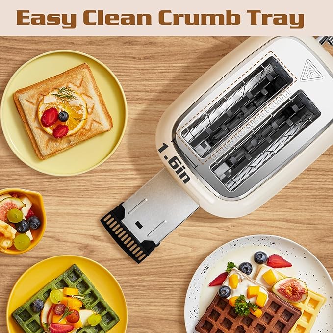 Aigostar Toaster 2 Slice Retro Extra-Wide Slot Toasters and Small Electric Kettle 1L Portable Electric Tea Kettle 1100W