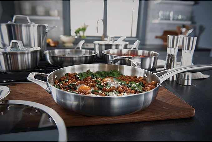 Calphalon Stainless Steel Kitchen Cookware 11-Piece Pots and Pans Set with Stay-Cool Handles Dishwasher &amp Oven Safe Silver