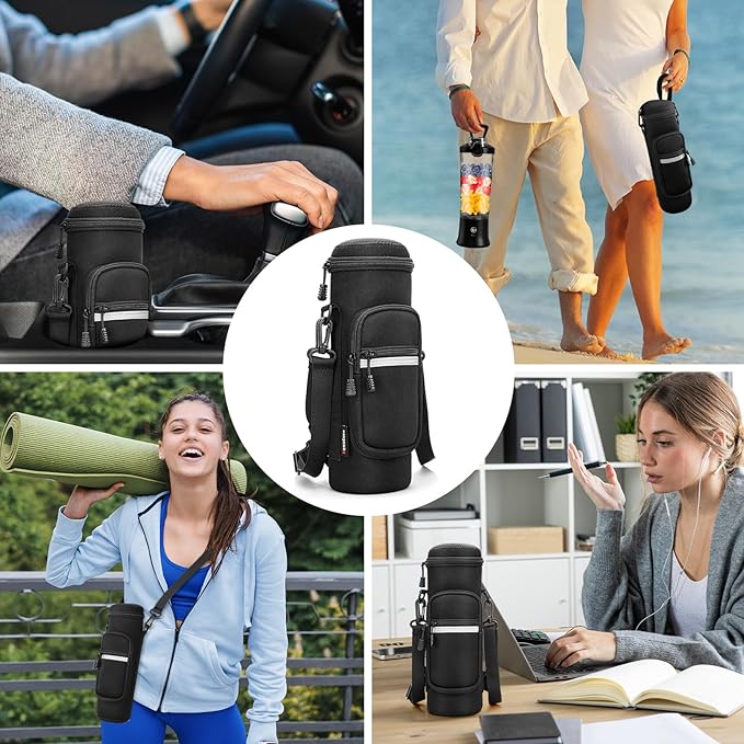 Portable Blender with Insulated Carrying Case &amp Recipe Book-20 OZ USB-C Rechargeable Personal Juicer for Smoothies &amp Protein Drinks Mini Small Blender Cup with 6 Blades for Shakes Travel Lid
