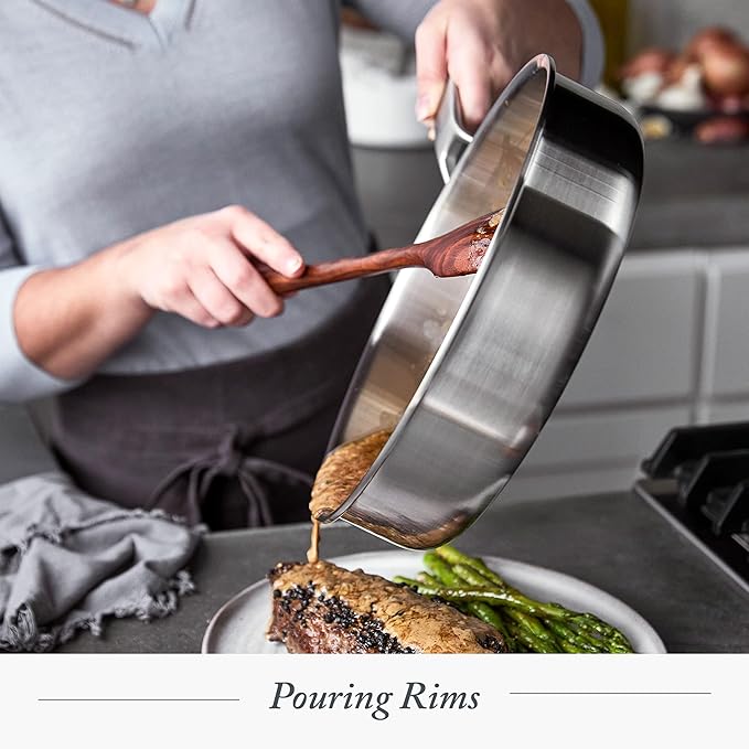 Merten &amp Storck Tri-Ply Stainless Steel 14 Piece Cookware Pots &amp Pans SetProfessional CookingMulti CladMeasurement MarkingsDrip-Free Pouring EdgesDurable Glass LidsInductionOven&ampDis
