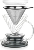 Pour Over Coffee Maker – Borosilicate Glass Dripper with Stainless Steel Reusable Filter Manual Eco Brewer Plastic-Free Non-Toxic Coffee Station Innovation Infuser for Daily Brewing