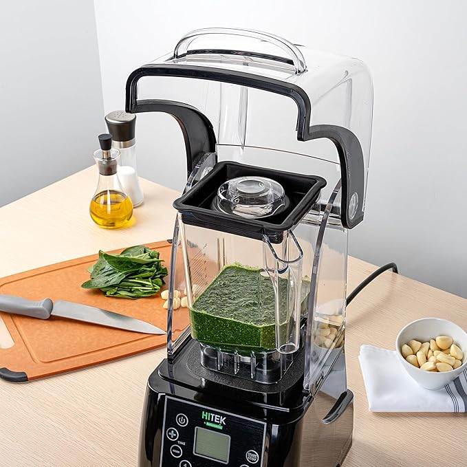 Restaurantware-Hi Tek 3 HP Commercial Blender 1 Variable Speed Heavy-Duty Blender - 48-Ounce Tritan Jar Sound Enclosure White Plastic Industrial Programmable Touchpad