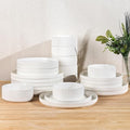 TheTerra Ceramic Dinnerware Sets for 8 24 Pieces Porcelain Lightweight Plates and Bowls Sets Scratch Resistant Dish Set Oven &amp Microwave &amp Dishwasher Safe Bright White