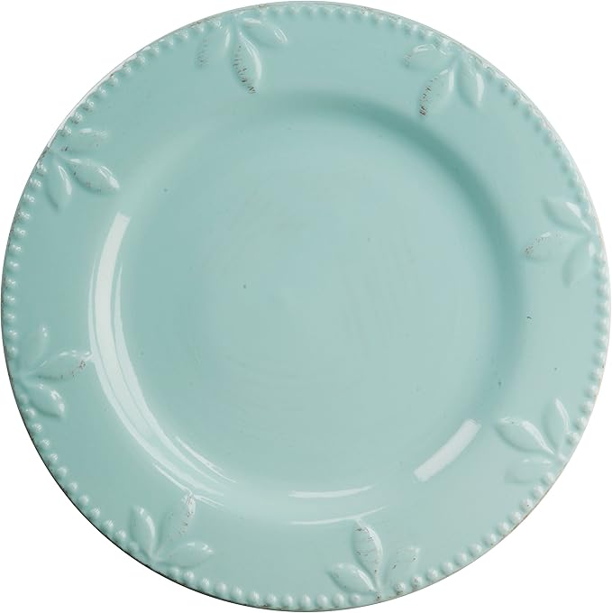 Signature Housewares 4 Piece Sorrento Collection Stoneware Dinnerware Set Aqua Blue