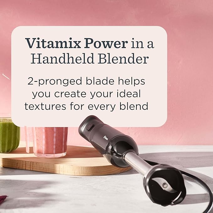 Vitamix 2-Speed Immersion Blender + Whisk Attachment Professional-Grade Hand Blender with 350-Watt Motor and Stainless-Steel Blade Black