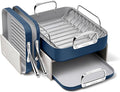 Caraway Square Cookware Set - Square Pans Set - Perfect for Griddling Toasting Searing Roasting and More - Non-Stick Ceramic Coated Pans - Non Toxic PTFE &amp PFOA Free - Navy