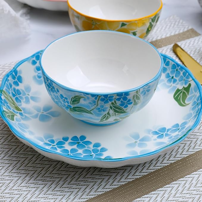Porcelain Dinnerware Set of 2 10-Piece Plates &amp Bowls for Family Microwave &amp Dishwasher Safe Luxury Gift Box Packaging