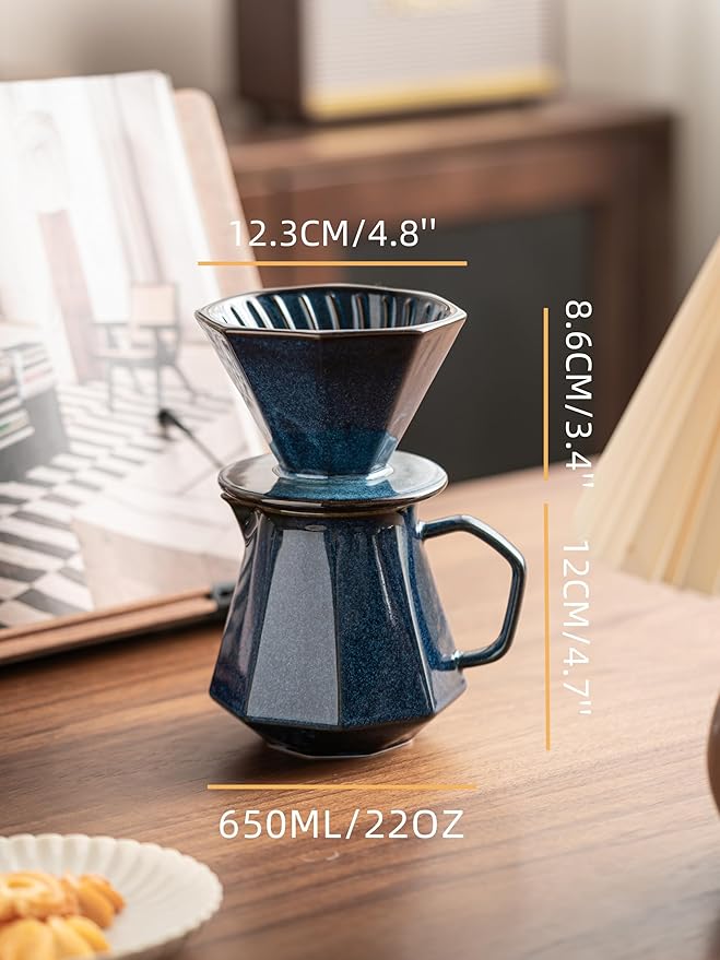 Pour Over Coffee MakerCeramic Coffee Maker With 40 pcs Paper Filter20oz/600ml Pour Over Coffee Dripper
