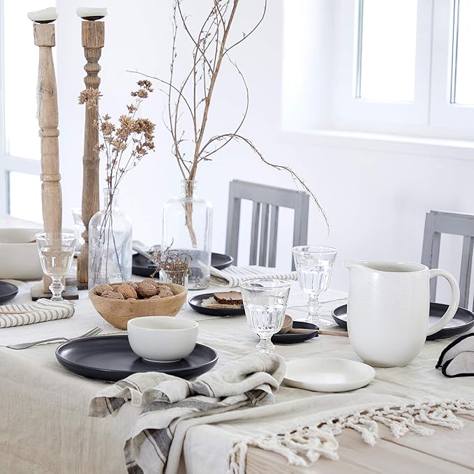 Casafina Ceramic Stoneware 12-Piece Place Setting Service for 4 Pacifica Collection Vanilla | Microwave &amp Dishwasher Safe Dinnerware Set | Food Safe Glazing | Restaurant Quality Tableware
