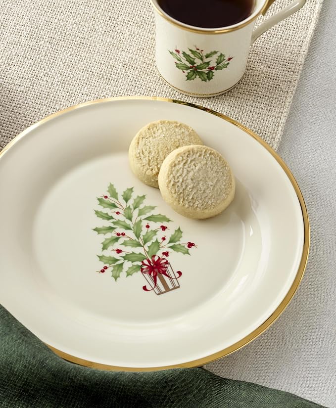 Lenox 897744 Holiday Tree Accent Plates Service For 4 Christmas Dishes Dinnerware Set