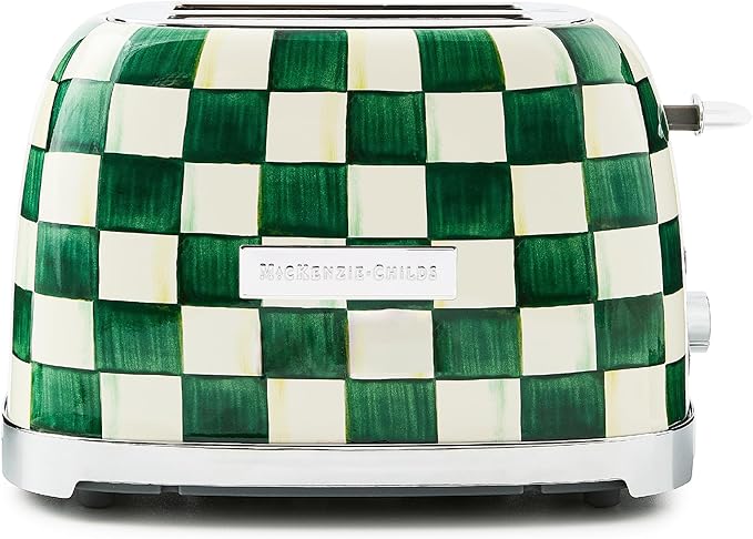 MACKENZIE-CHILDS 2-Slice Toaster Decorative Toaster for Kitchen One of Oprah’s Favorite Things Green-and-White Emerald Check