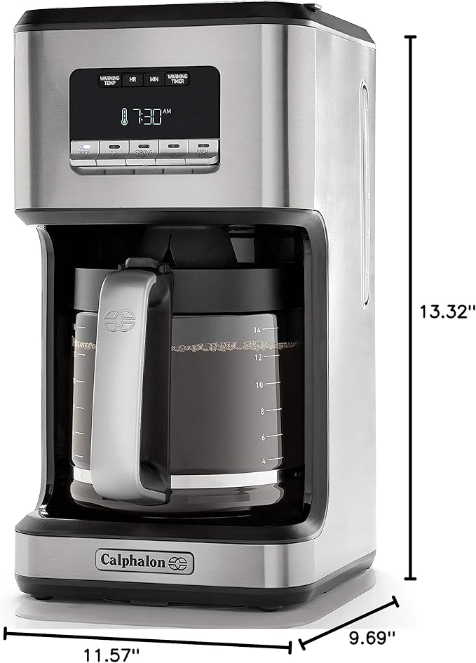 Calphalon Coffee Maker Programmable Coffee Machine with Glass Carafe 14 Cups Stainless Steel