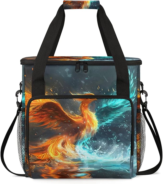 Phoenix Bird Travel Coffee Maker Carrying Bag Large Organizer Storage Tote Bag Insulated Reusable Cooler Grocery Bags