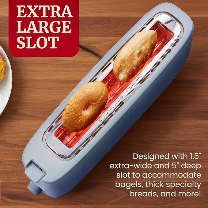 Elite Gourmet ECT2517OX SLIMTOAST™ 2-Slice Long Slot Toaster Cool-touch Body 6 Toast Settings &amp Cancel Function Extra Wide 1.5” Slot Easily Fits Bread English Muffins Bagels &amp Waffle Oc