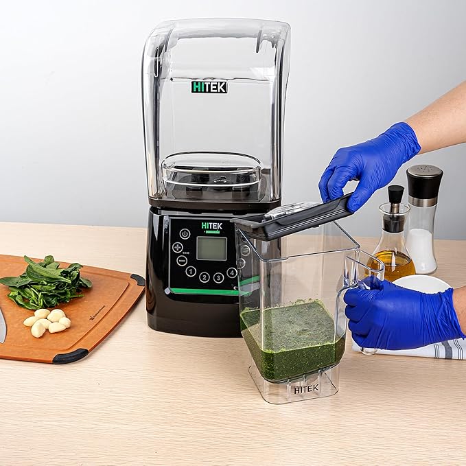 Restaurantware-Hi Tek 3 HP Commercial Blender 1 Variable Speed Heavy-Duty Blender - 48-Ounce Tritan Jar Sound Enclosure White Plastic Industrial Programmable Touchpad