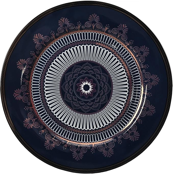 Bone China Deep Plate Set of 4 Dinner Plates Salad Plates Dinnerware Sets Serving Bowls Soup Bowls Kitchen Plates Tableware Set for Home and as a Gift (Noble Cobalt)