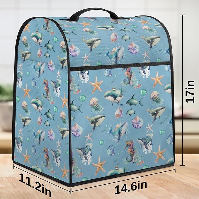 cfpolar Kitchen Aid Mixer Cover Compatible with 6-8 Quarts Summer Dolphin Starfish Stand Mixer Cover Kitchen Aid Mixers Accessories Appliance Organizer Bag Dust Covers with Zipper Pocket