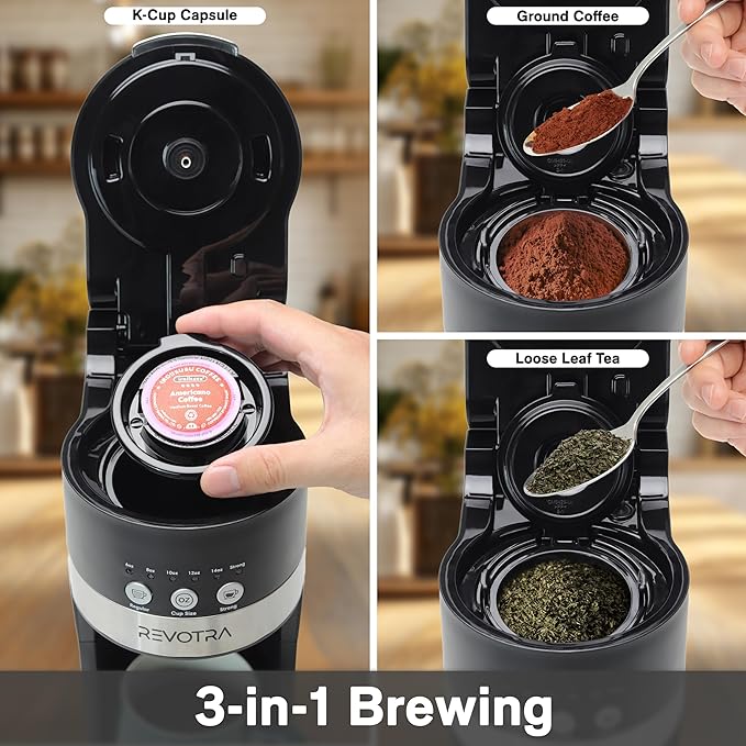 Single Serve Coffee Maker for Pods &amp Ground Coffee 6 to 14oz Brew Sizes Strong Brew Option Fast Brewing Compact Design with Removable 40oz Reservoir Travel Mug Friendly