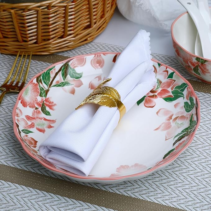 Porcelain Dinnerware Set of 2 10-Piece Plates &amp Bowls for Family Microwave &amp Dishwasher Safe Luxury Gift Box Packaging