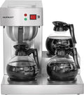12 Cup Commercial Coffee MakerDrip Coffee Maker Machine with 3 Warmers Plate and 3 Glass Decanters Stainless Steel Pour Over Commercial Coffee Brewer for Restaurant Office Cafe Use