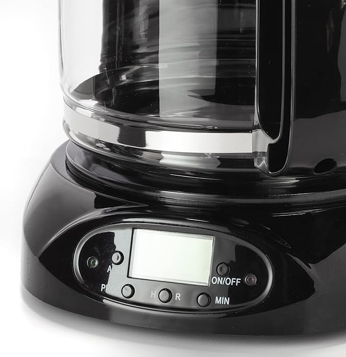 Dominion 15-Cup Deluxe Digital &amp Programmable Drip Coffee Maker Auto Keep Warm Function Anti-Drip System with Permanent Filter and Borosilicate Glass Carafe One-Touch Operation Black