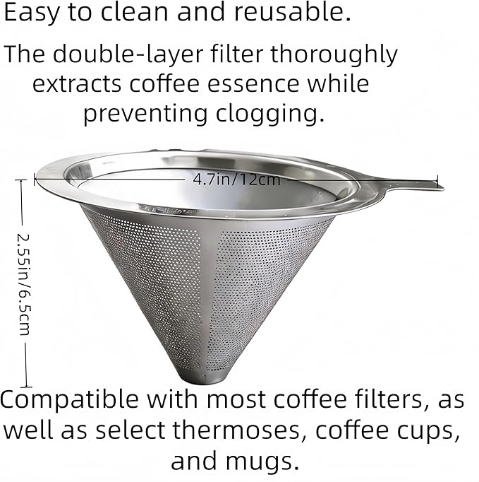 Pour Over Coffee Maker Ceramic Coffee Maker With Stainless Steel Coffee Filter 40 Filter Papers Stainless Steel Spoon 15.9 oz/470 ml Pour Over Coffee Dripper