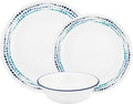 Corelle Ocean Blues Chip and Break Resistant Dinner Set for 4 Person Blue 12-Piece