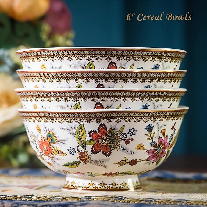 ACMLIFE Fine China Dinnerware Sets for 4 2 Tier Cupcake Stand for Dessert Table