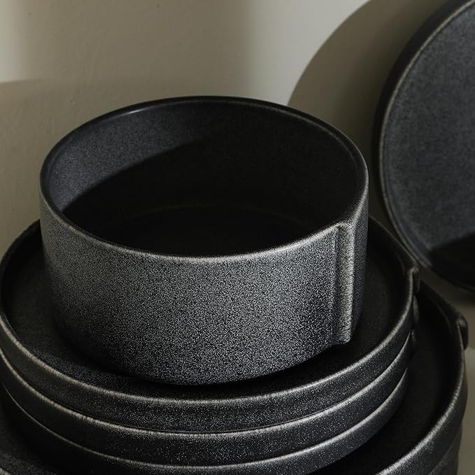 Stone Lain Bao 4-Piece Bowl Set Stoneware Charcoal