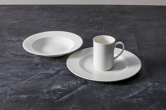 Fortessa Amanda Porcelain 16 Piece Dinnerware Set Service for 4 White