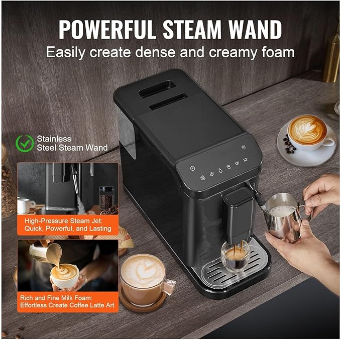 Espresso Machine 20 Bar with Grinder &amp Frother 15 Grind Settings Automatic Coffee Maker for Espresso Cappuccino Latte