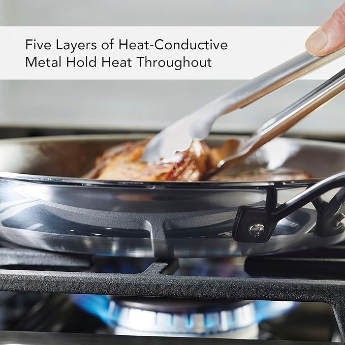 KitchenAid 30051 5-Ply Clad Polished Stainless Steel Frying Pan Set/Skillets 8.25 Inch and 10 Inch - Polished Stainless Steel