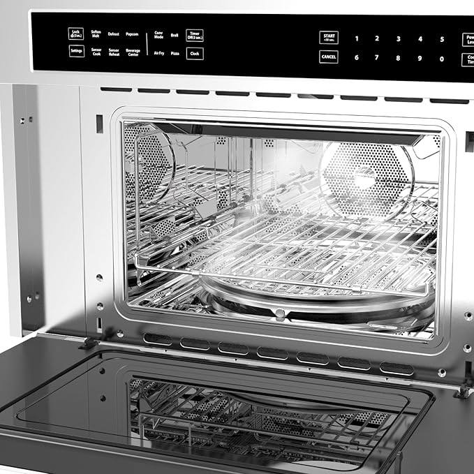30Inch Microwave Convection Oven 1.6 Cu. Ft. Built-In Microwave Oven with Air Fryer Child Safety Lock Drop Down Door Touch Control for Versatile Cooking Solutions
