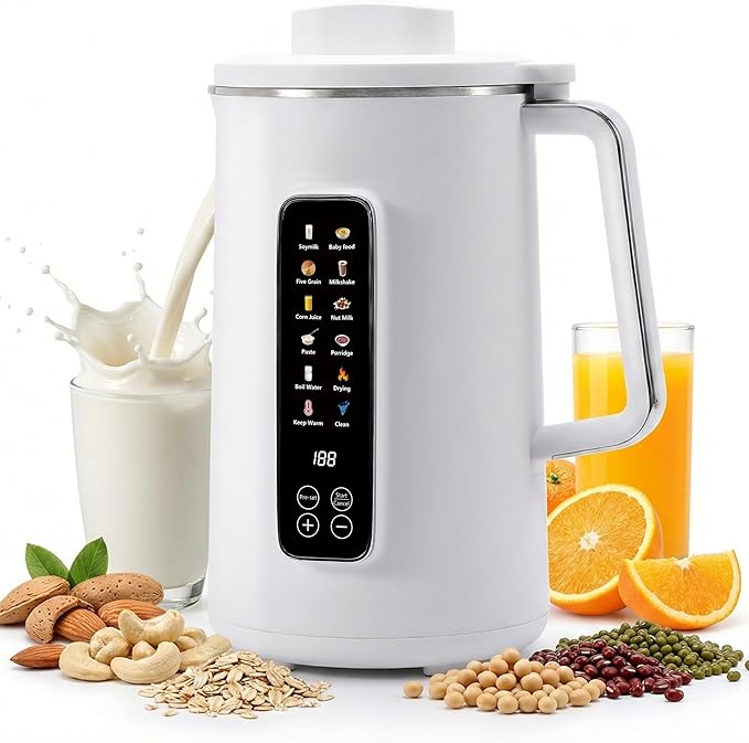 40oz Nut Milk Maker 12-in-1 Automatic Soy Milk Machine with 10 Blades &amp IMD Display Plant-Based Milk Maker for Almond Oat Soy &amp Juices Self-Cleaning Delay Start Keep Warm &amp Boil