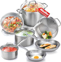 Mueller Pots and Pans Set 11-Piece Ultra-Clad Pro Stainless Steel Cookware Set Ergonomic and EverCool Stainless Steel Handle Includes Saucepans Skillets Stockpot Saute Pan Steamer