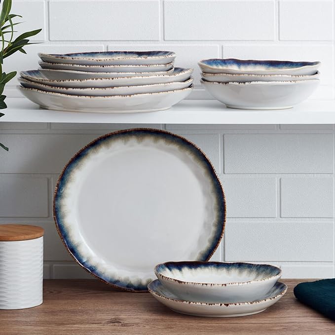 Mikasa Cole Organic Shaped 12 Piece Dinnerware Set Service for 4