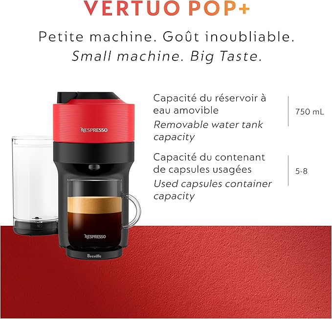 Nespresso Vertuo Pop+ Coffee and Espresso Maker by Breville Spicy Red