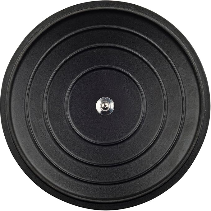 La Cuisine Piece Enameled Cast Iron 5 pc Set Pro Range 3.75QT Saute 6.5QT Round w/lid 10 Fry Pan-Black Slate (LC2640MB)