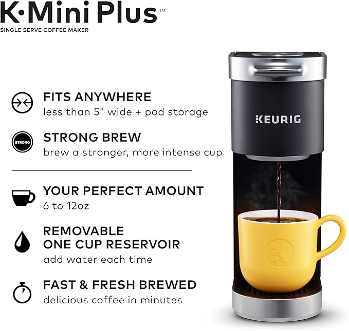 Keurig K-Mini Plus Single Serve Coffee Maker with Donut Shop Coffee Pods 32 count