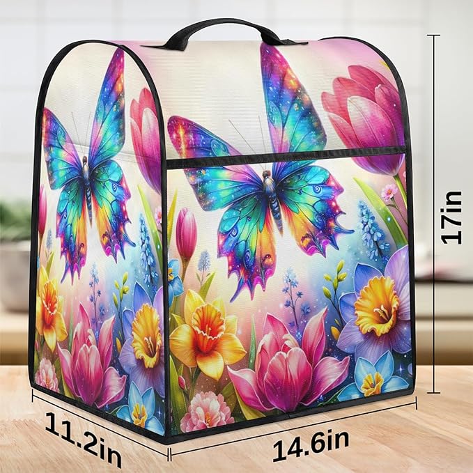 Kitchen Aid Mixer Cover Flower Animal Butterfly Stand Mixer Cover Compatible with 6-8 Quarts Stand Mixers Dust Covers with Zipper Pocket Foldable Washable Kitchen Aid Organizer Bag