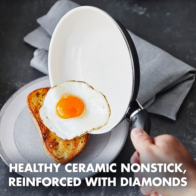 GreenPan Rio 8 and 10 Frying Pan Skillet Set PFAS-Free Healthy Ceramic Nonstick Cookware Stay-Cool Bakelite Handles Dishwasher Safe Easy Clean Durable Performance Black
