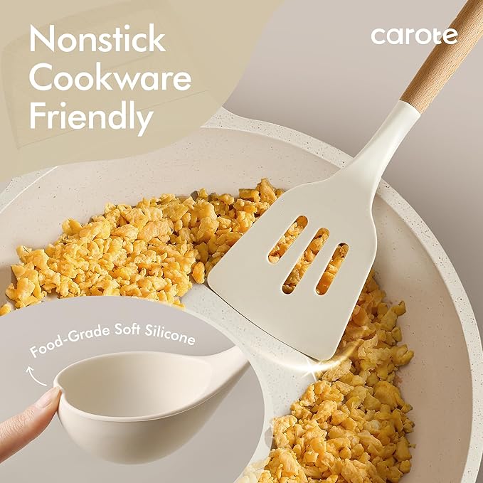 CAROTE 43pcs Cookware Utensil Set Nonstick Cookware Sets 446°F Heat Resistant Kitchen Utensils Gadgets Set